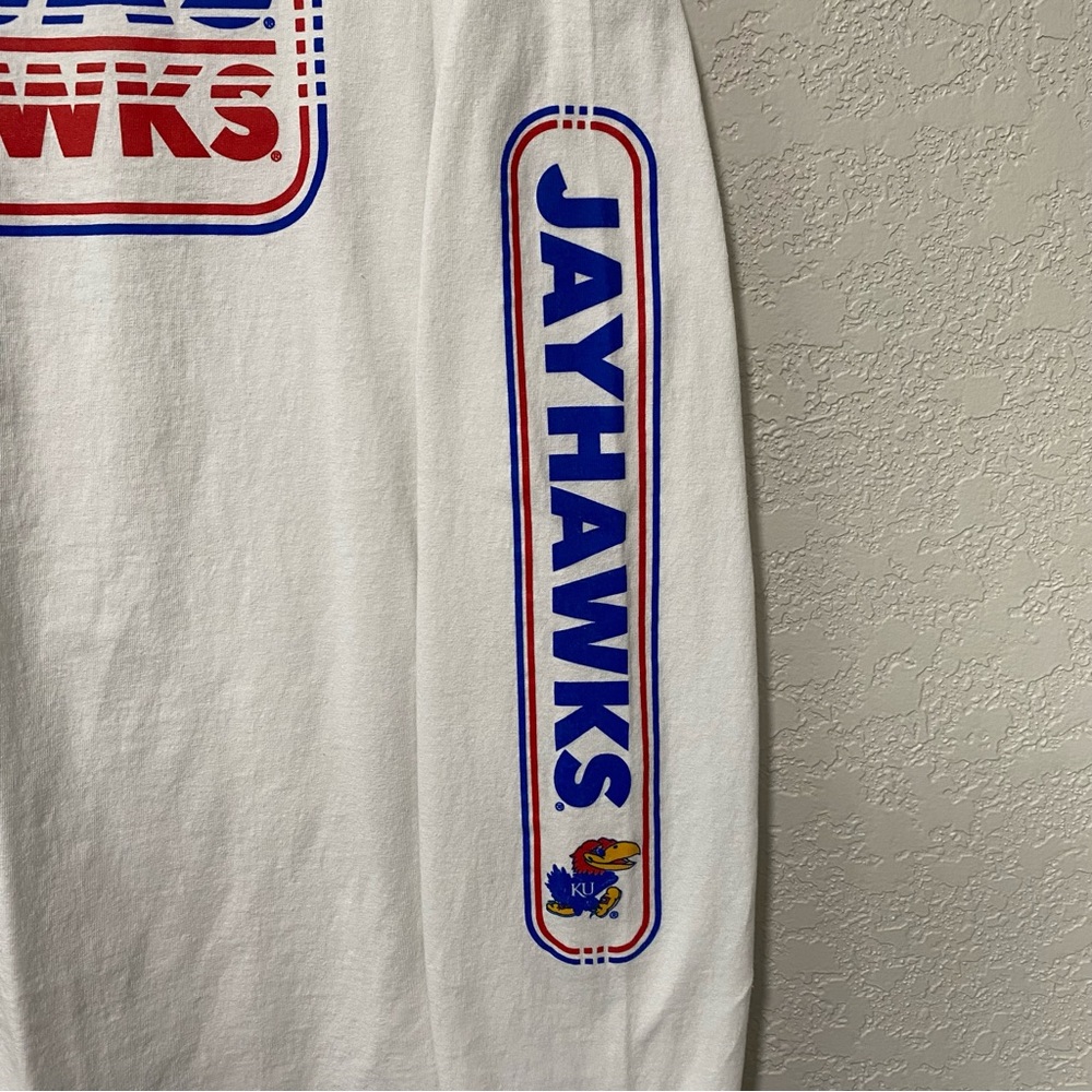 Hanes Unisex 2XL White University of Kansas Jayhawks Spell Out Long Sleeve Shirt - Picture 6 of 7